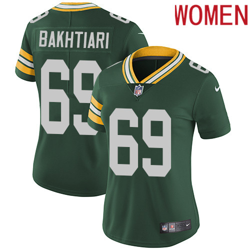 2019 Women Green Bay Packers #69 Bakhtiari green Nike Vapor Untouchable Limited NFL Jersey->women nfl jersey->Women Jersey